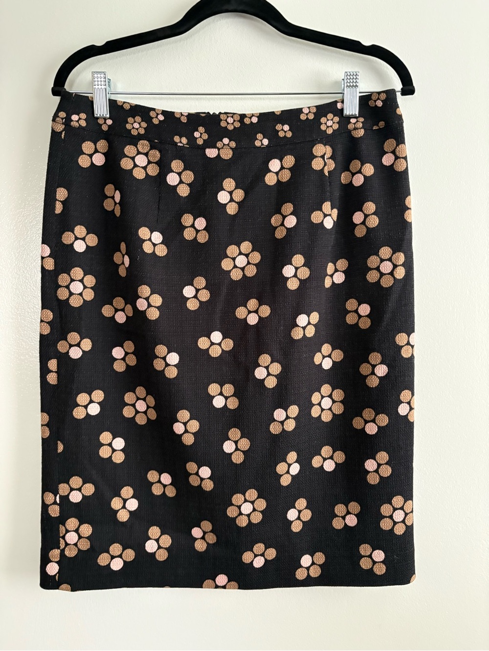 Boden Martha Pencil Skirt Black Pink Beige Dot Floral Geometric Knee Length Sz 8